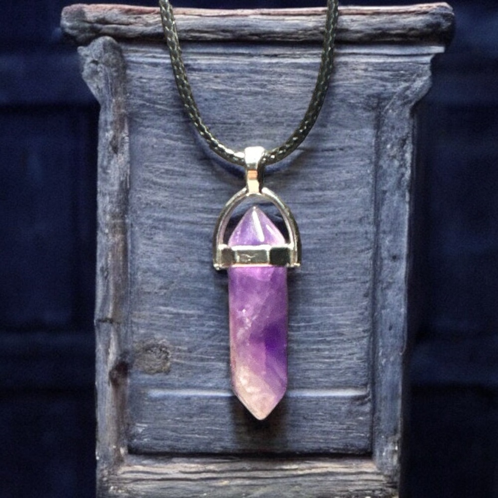 Cute Amethyst Double Point Necklace